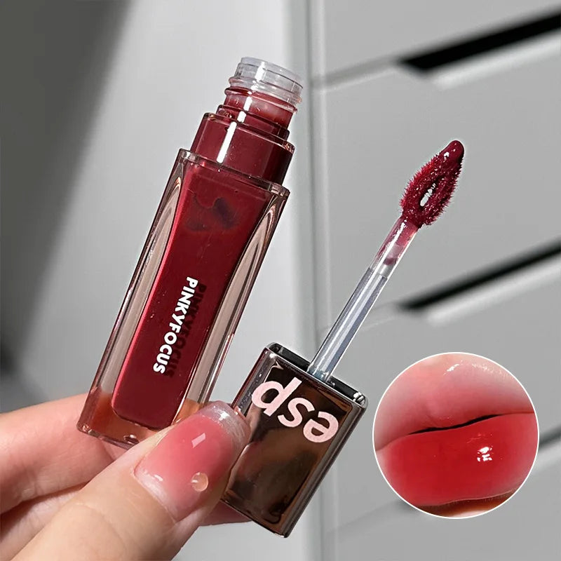 PinkyFocus Radiant Square Tube Mirror Lip Glaze — Long-Lasting Hydration, Non-Transfer, Flawless Skin Tone Enhancement