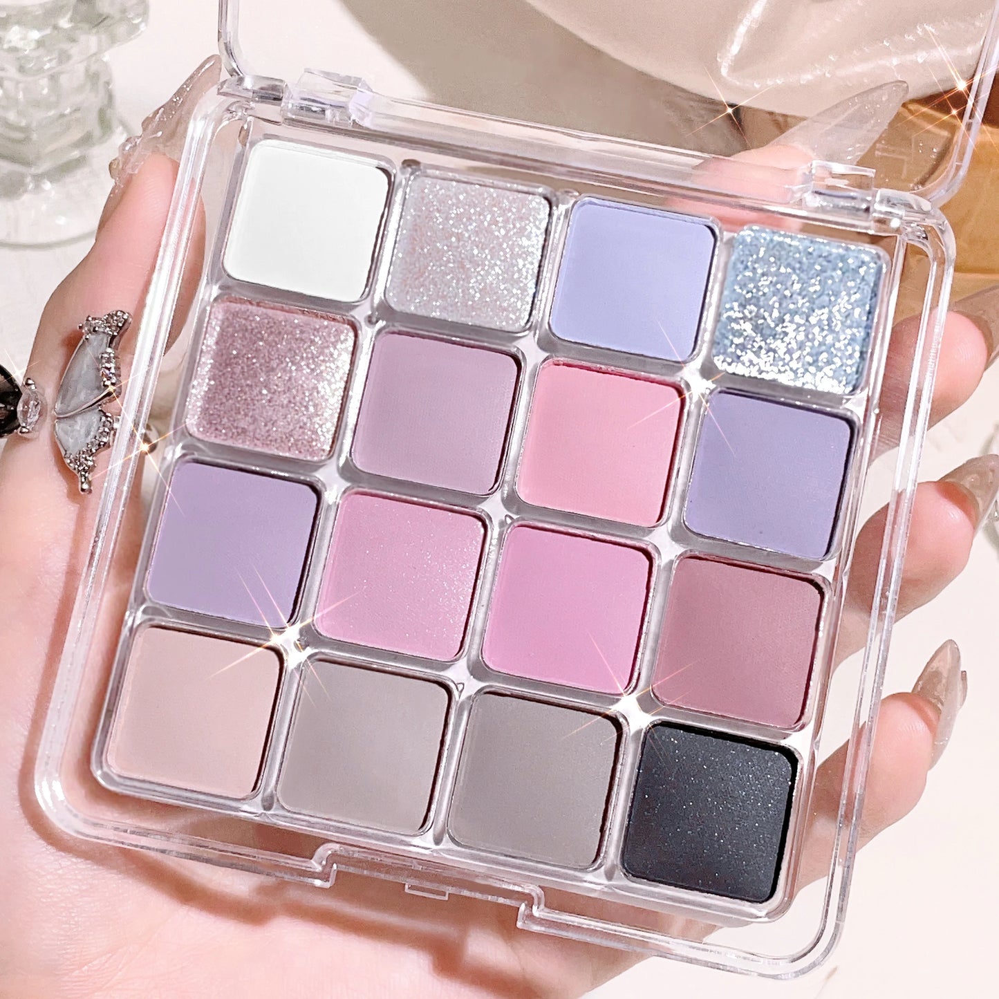 Sixteen-color sunset magic eye shadow plate pearl matte