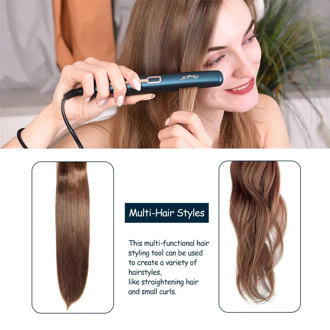 CkeyiN Mini Hair Flat Iron 2 in 1 Hair Straightener and Curler
